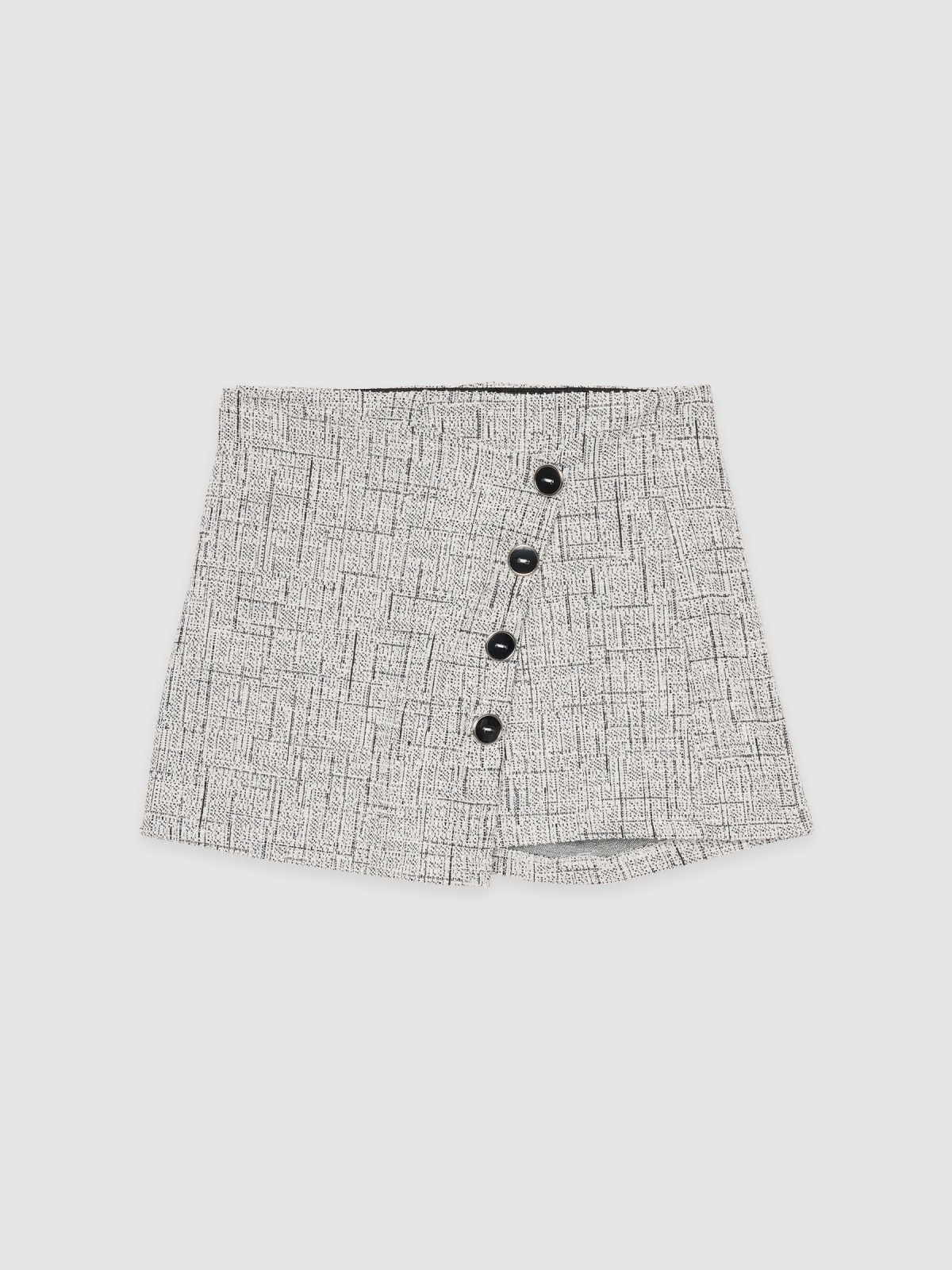  Skort jacquard gris con botones negro vista frontal