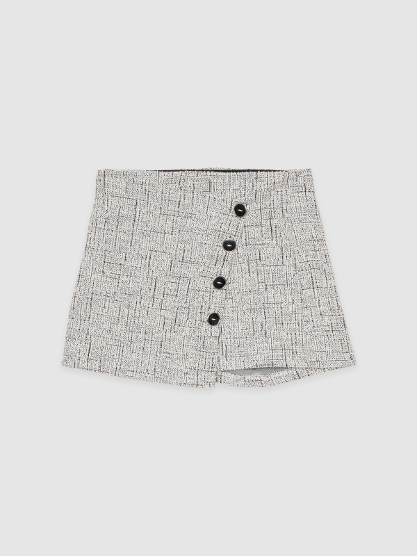  Skort jacquard gris con botones negro vista frontal