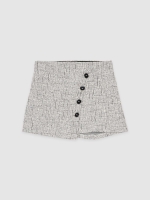 %Pto% Skort jacquard gris con botones negro vista frontal