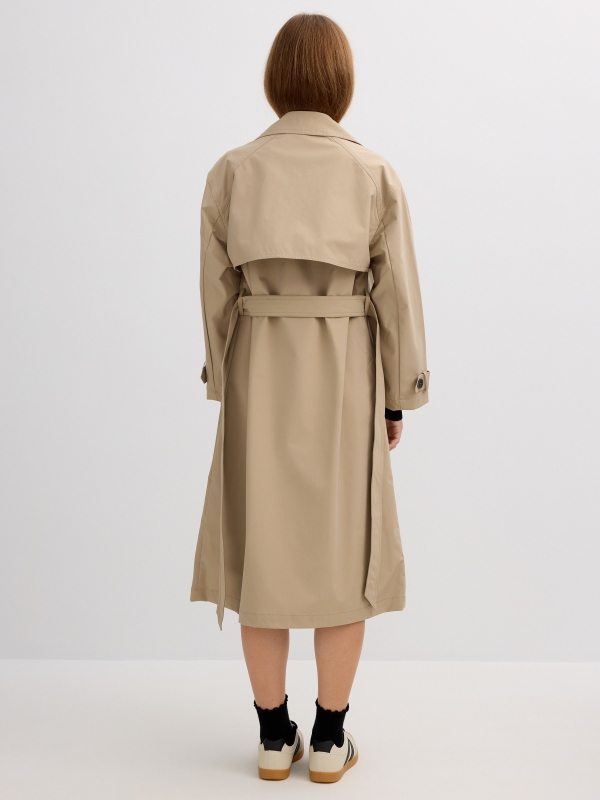 Long trench coat sand middle back view