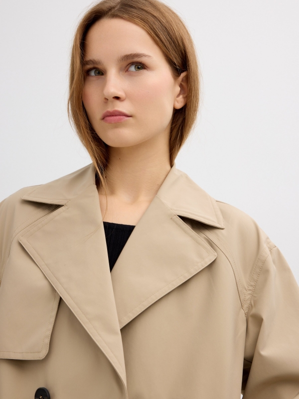 Long trench coat sand front view