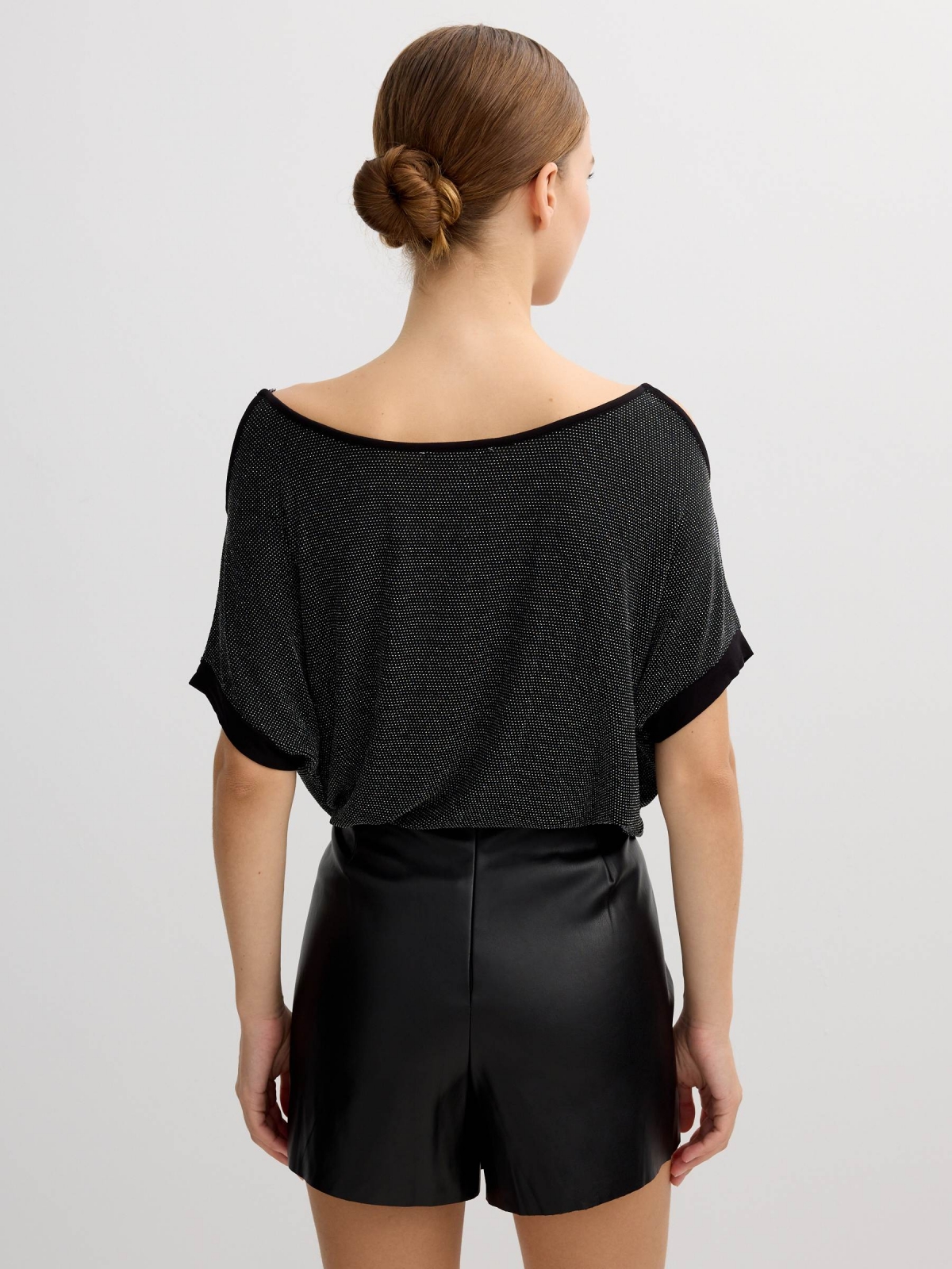 Camisola tecido lurex preto vista meia traseira