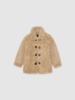 %Pto% Faux fur jacket light brown front view