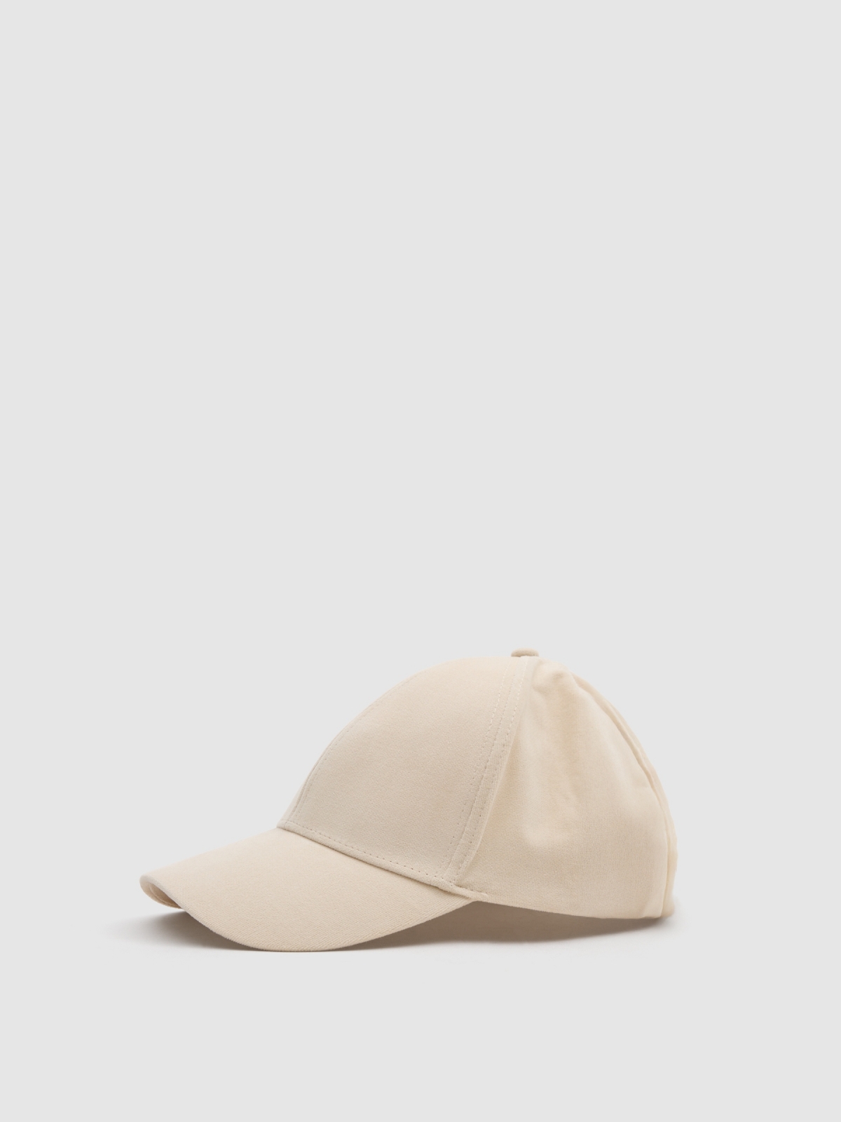 Gorra microfibra beige vista lateral trasera 45º