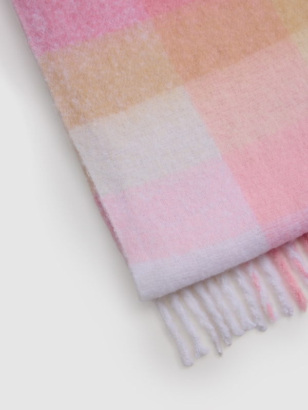 Bufanda estampado cuadros pastel multicolor vista doblada