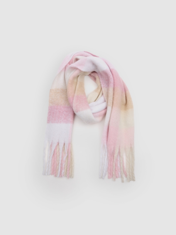 Bufanda estampado cuadros pastel multicolor vista detalle