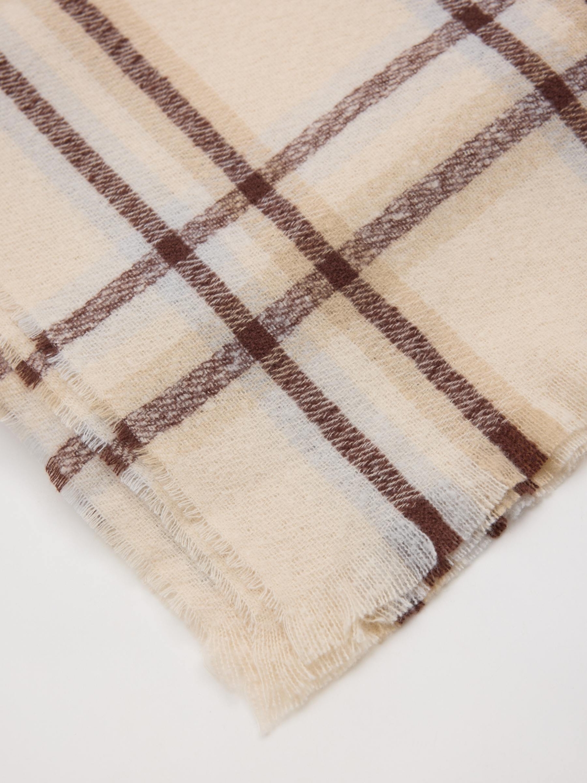 Bufanda estampado cuadros beige beige vista doblada