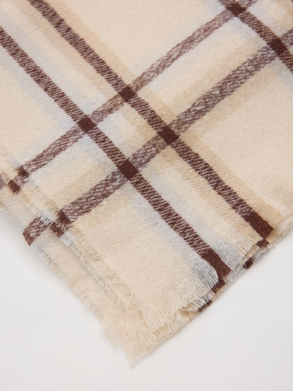 Bufanda estampado cuadros beige beige vista doblada