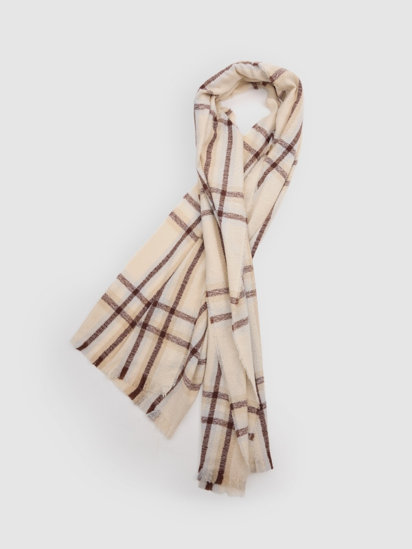 Bufanda estampado cuadros beige beige vista detalle
