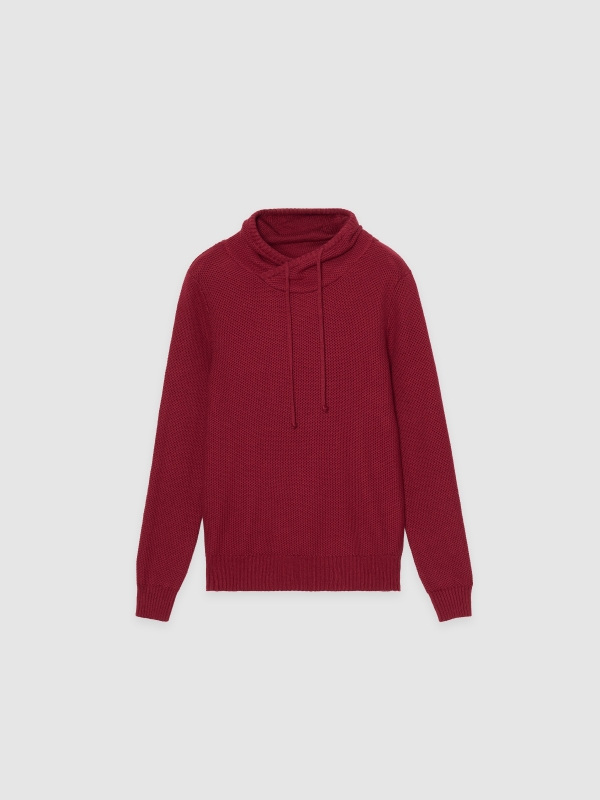  Plain knit sweater garnet front view