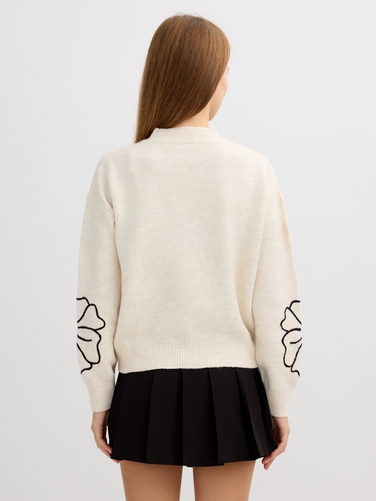 Jersey de malha estampado com flores crua vista meia traseira