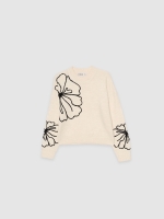 %Pto% Jersey de malha estampado com flores crua vista frontal