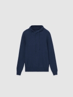 %Pto% Camisola de malha lisa azul marinho vista frontal