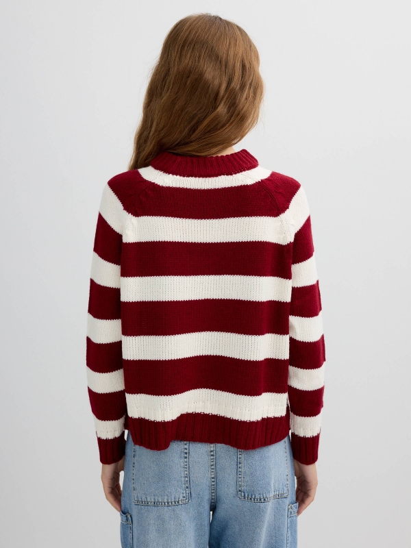 Burgundy striped knit jersey garnet middle back view