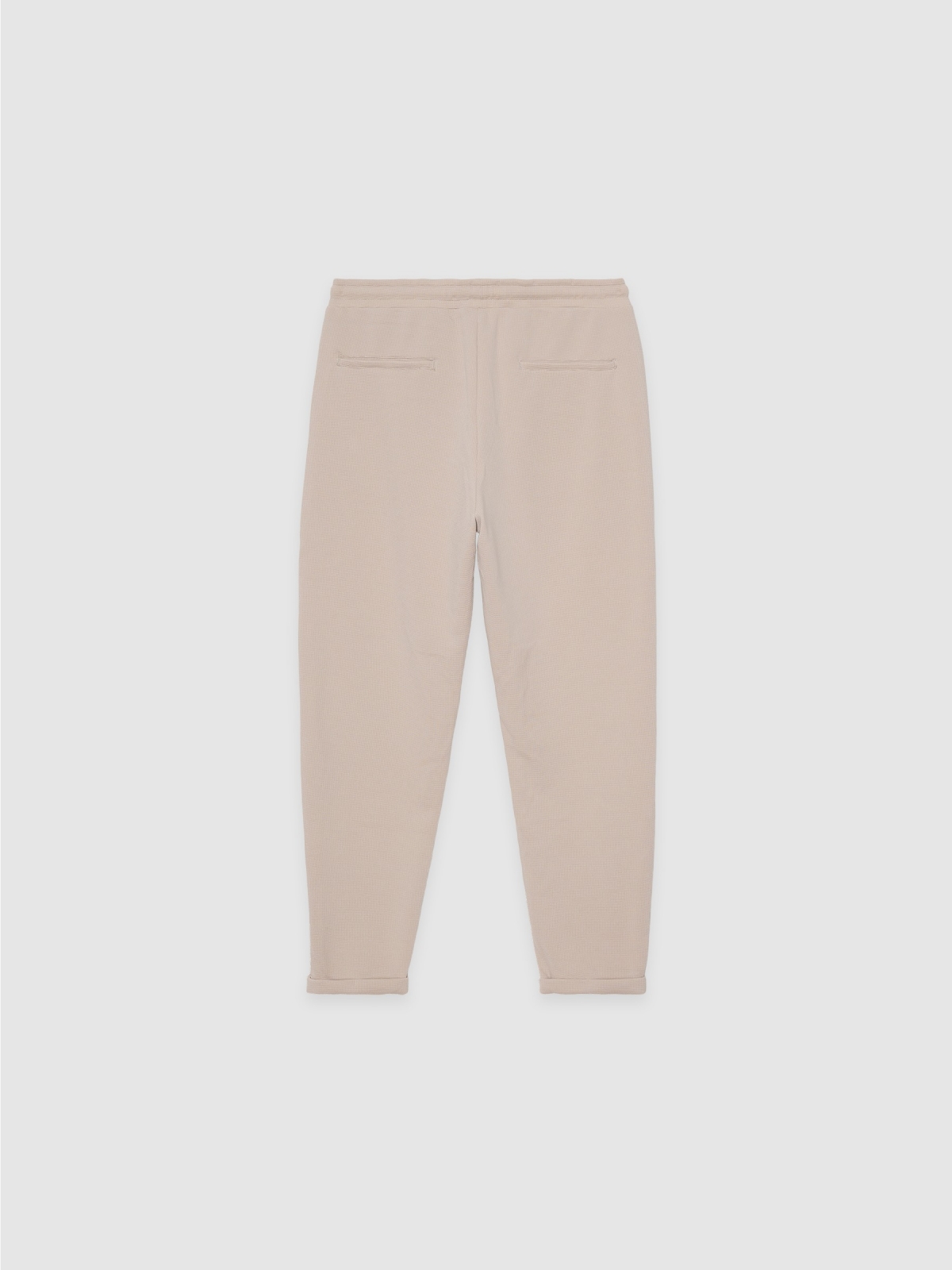 Jogger desportivo felpudo bege crua vista traseira