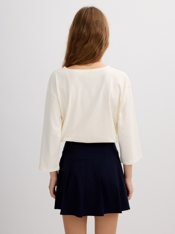 Camisola de algodão decote barco off white vista meia traseira