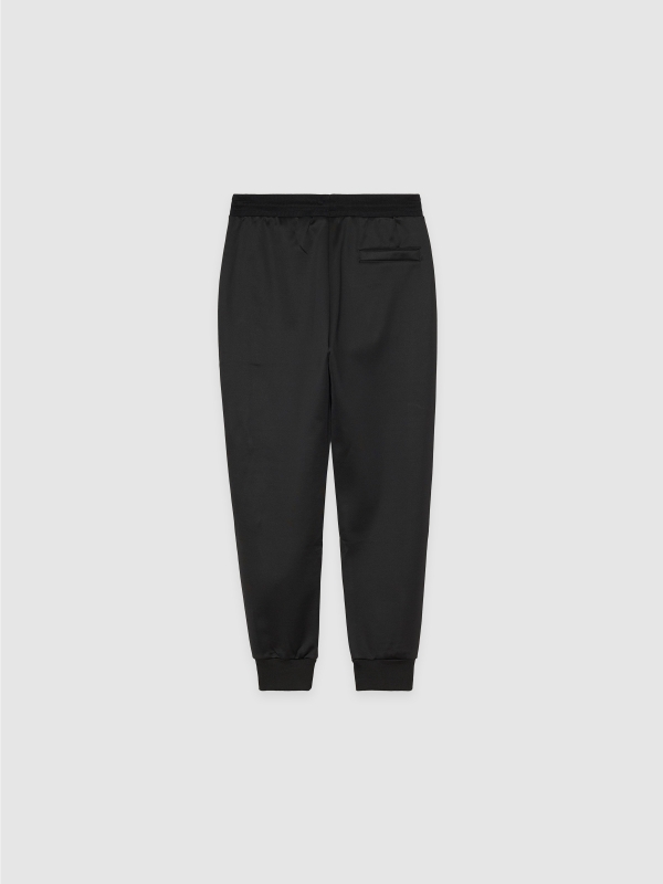 Black fleece sports jogger black back view