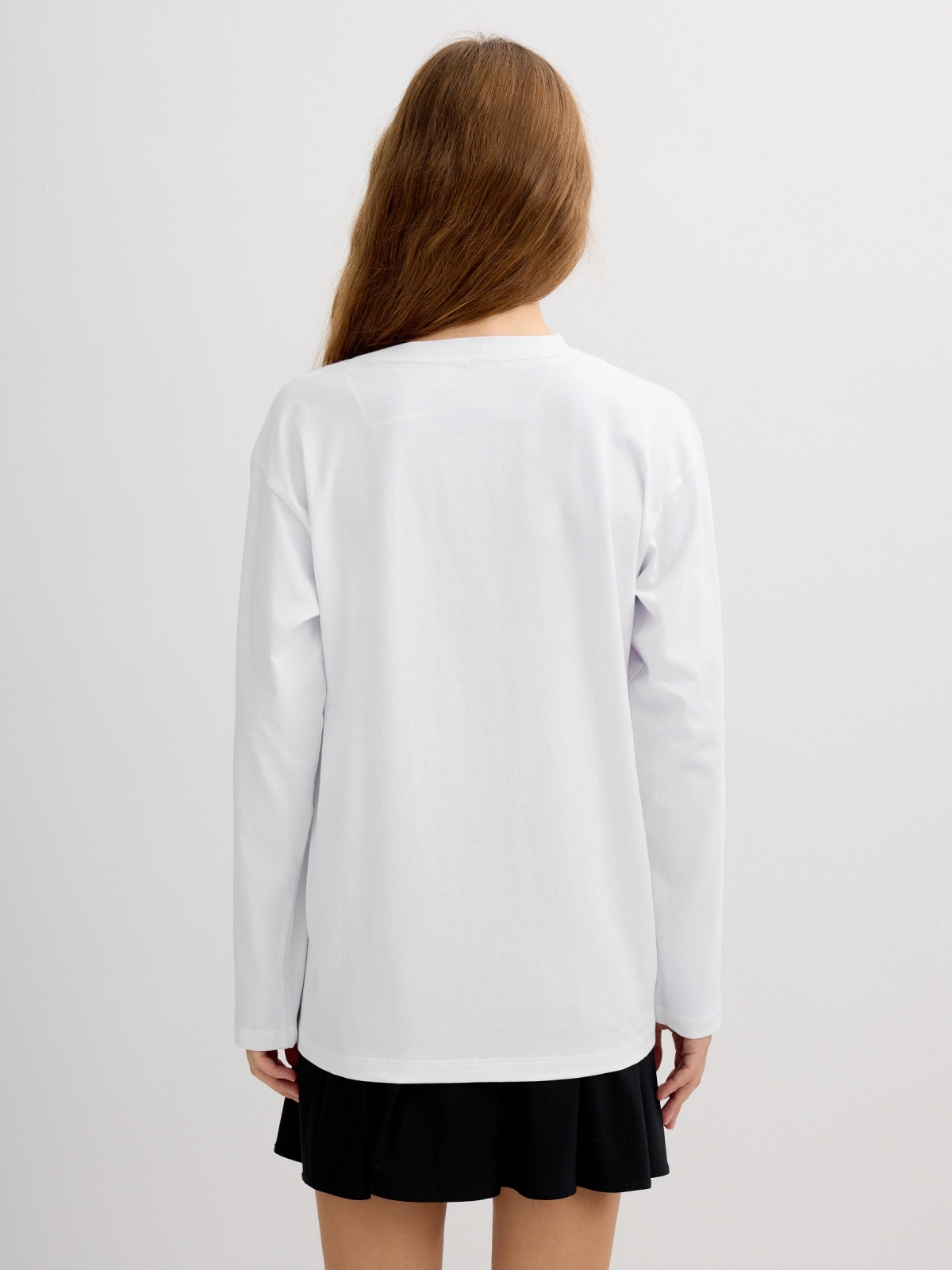 Long sleeve beaded shirt white middle back view