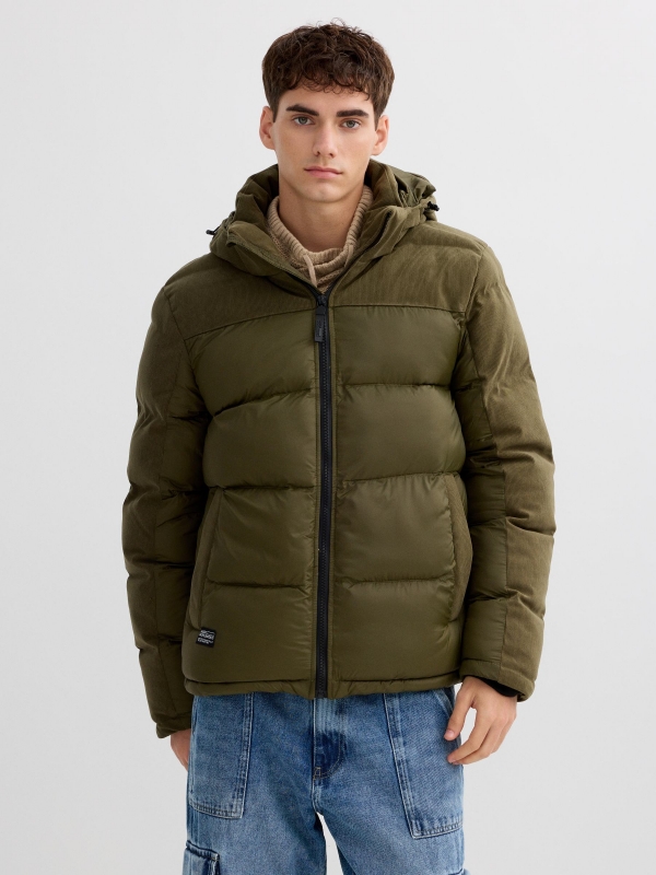 Padded jacket green middle front view