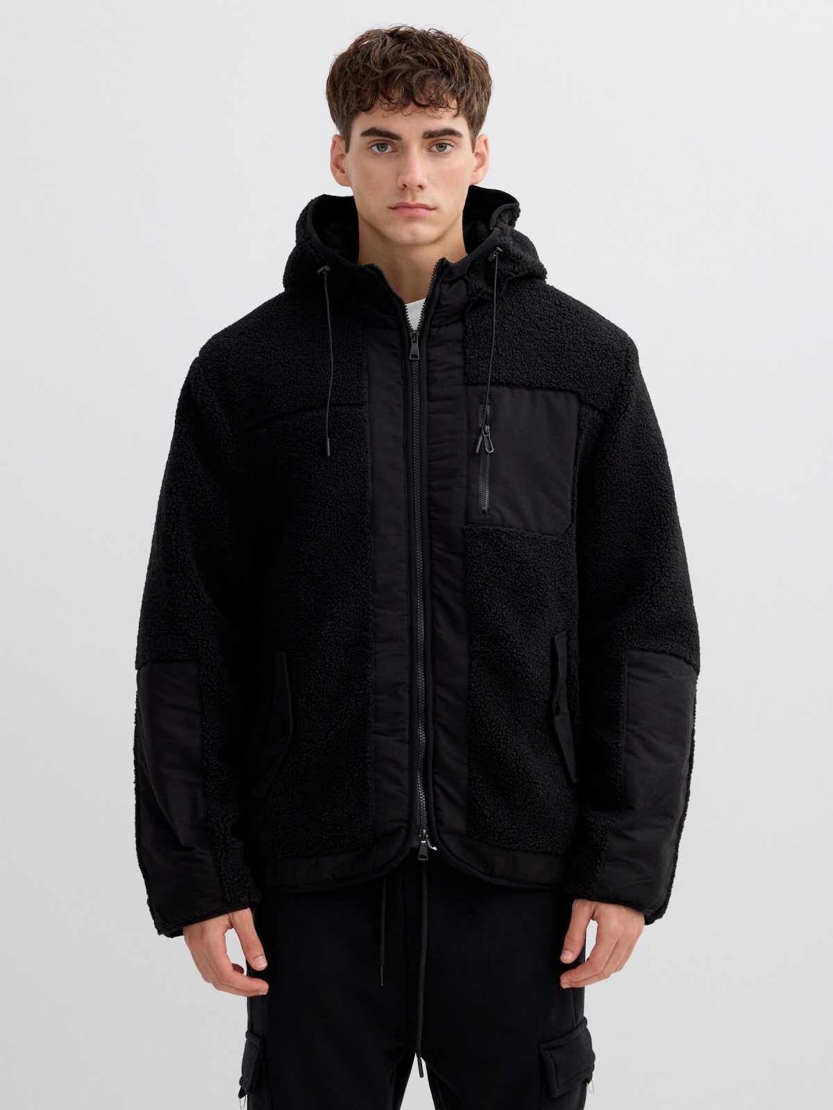 Shearling jacket black middle front view