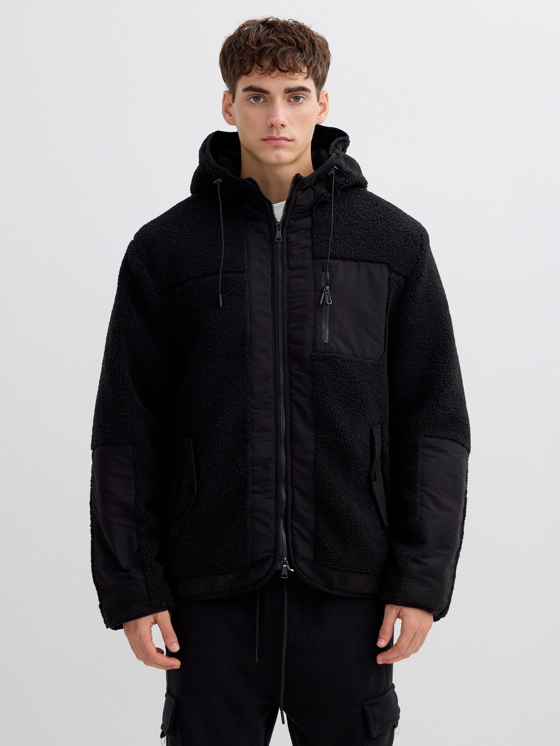 Shearling jacket black middle front view