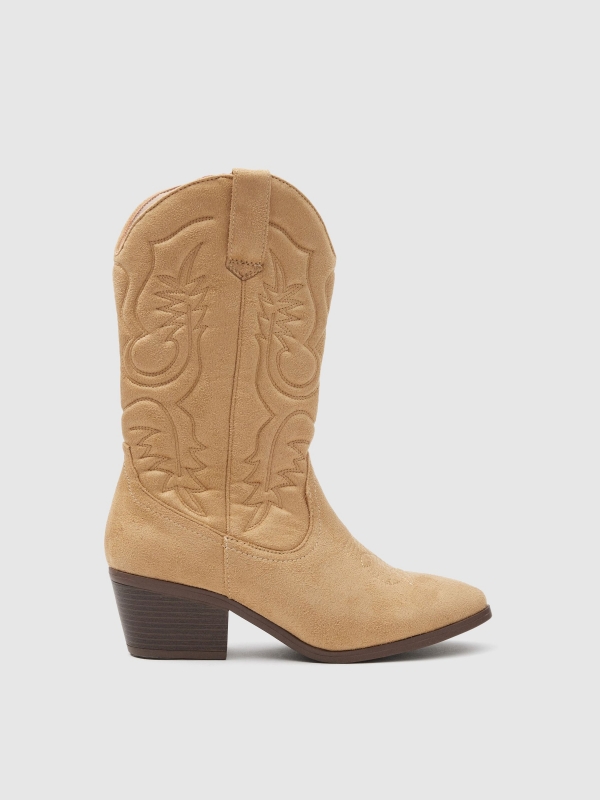 Botines cowboy media caña beige