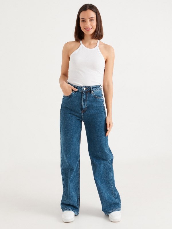 Basic halter neck top white front view