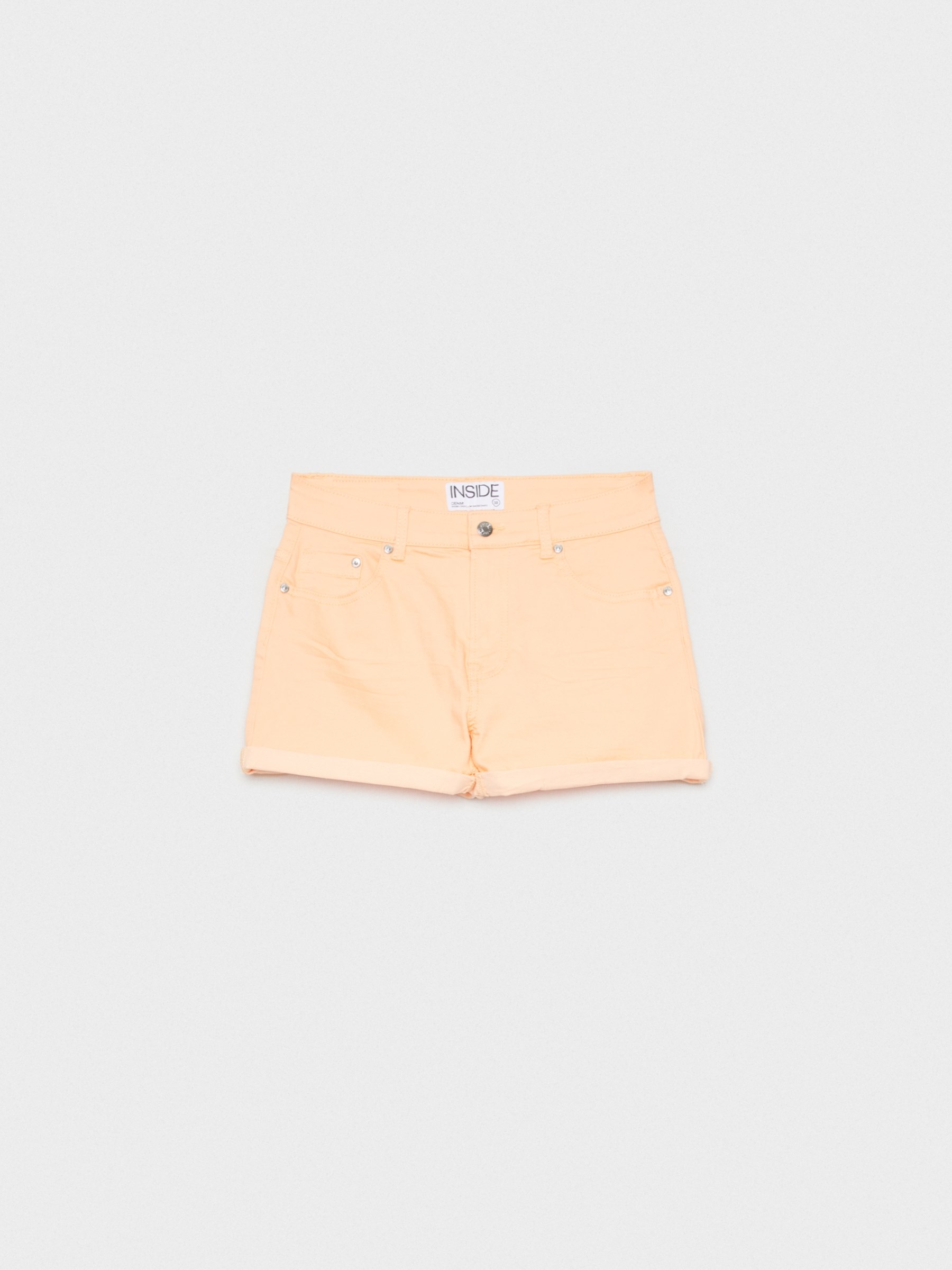 Colorful twill shorts salmon middle front view
