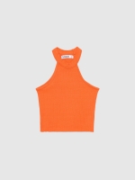 %Pto% Top halter canalé naranja oscuro vista frontal