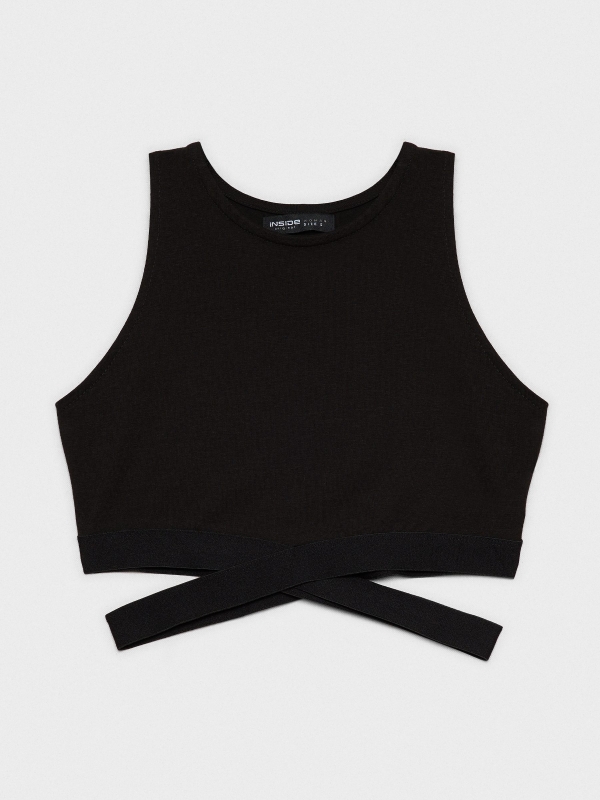  Elastic cross cropped top black front view