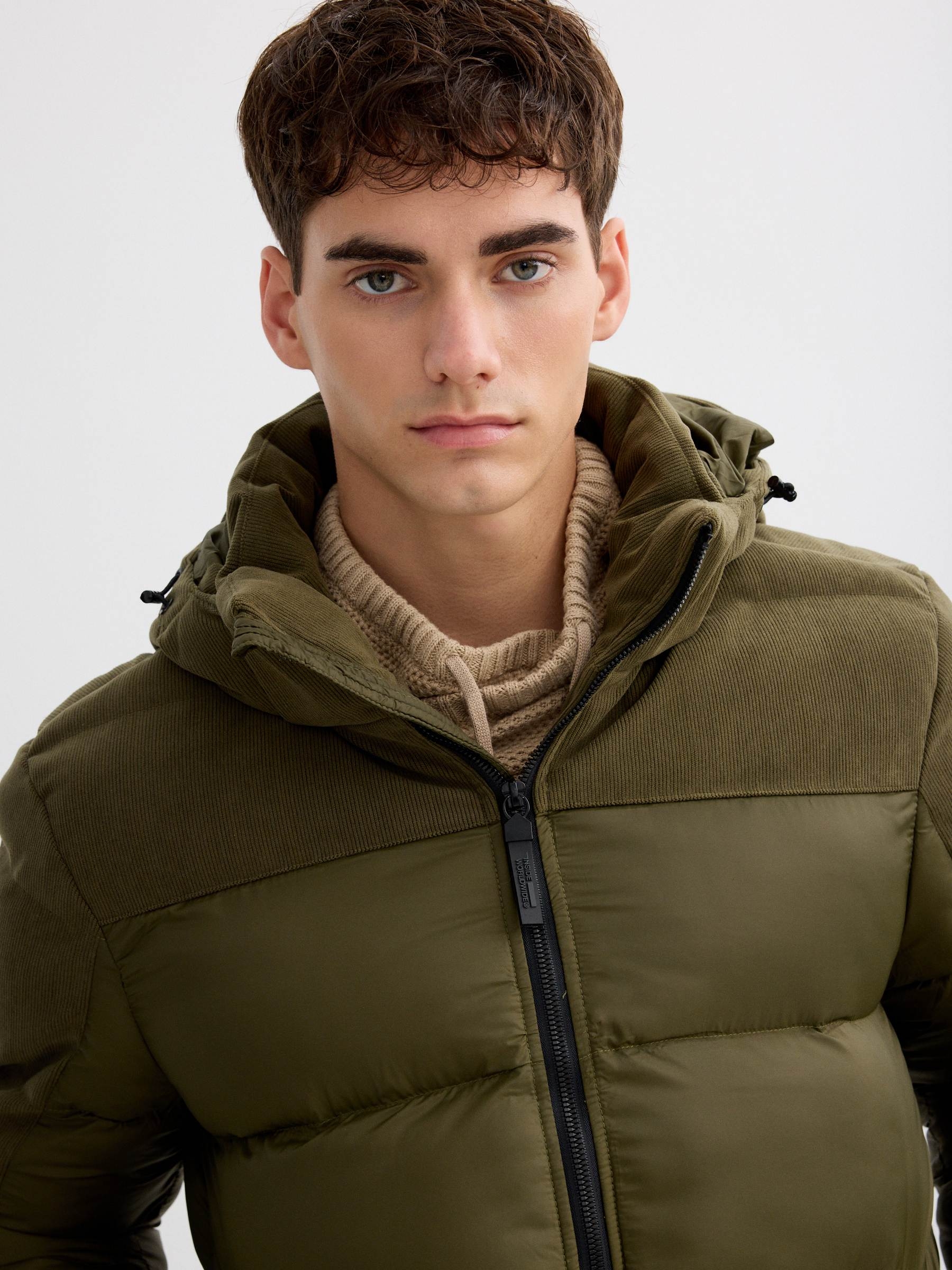 Padded jacket green middle front view