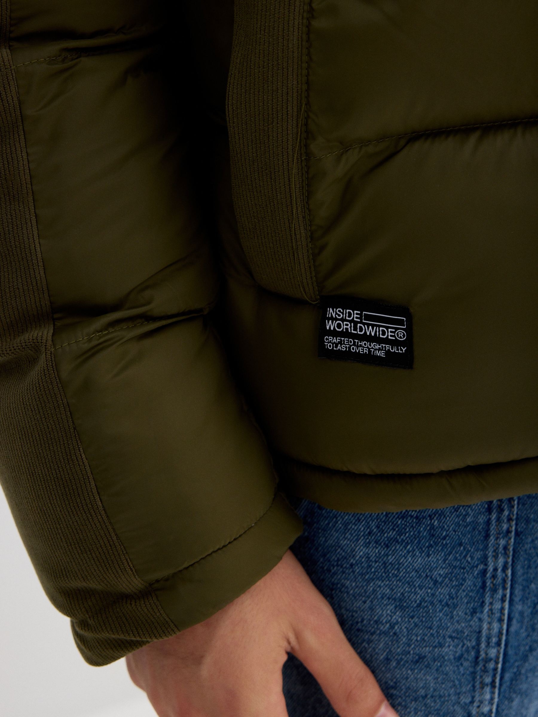 Padded jacket green middle front view