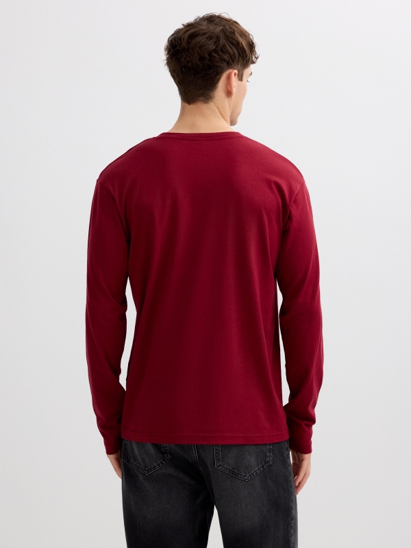 Long sleeve shirt Inside burgundy middle back view