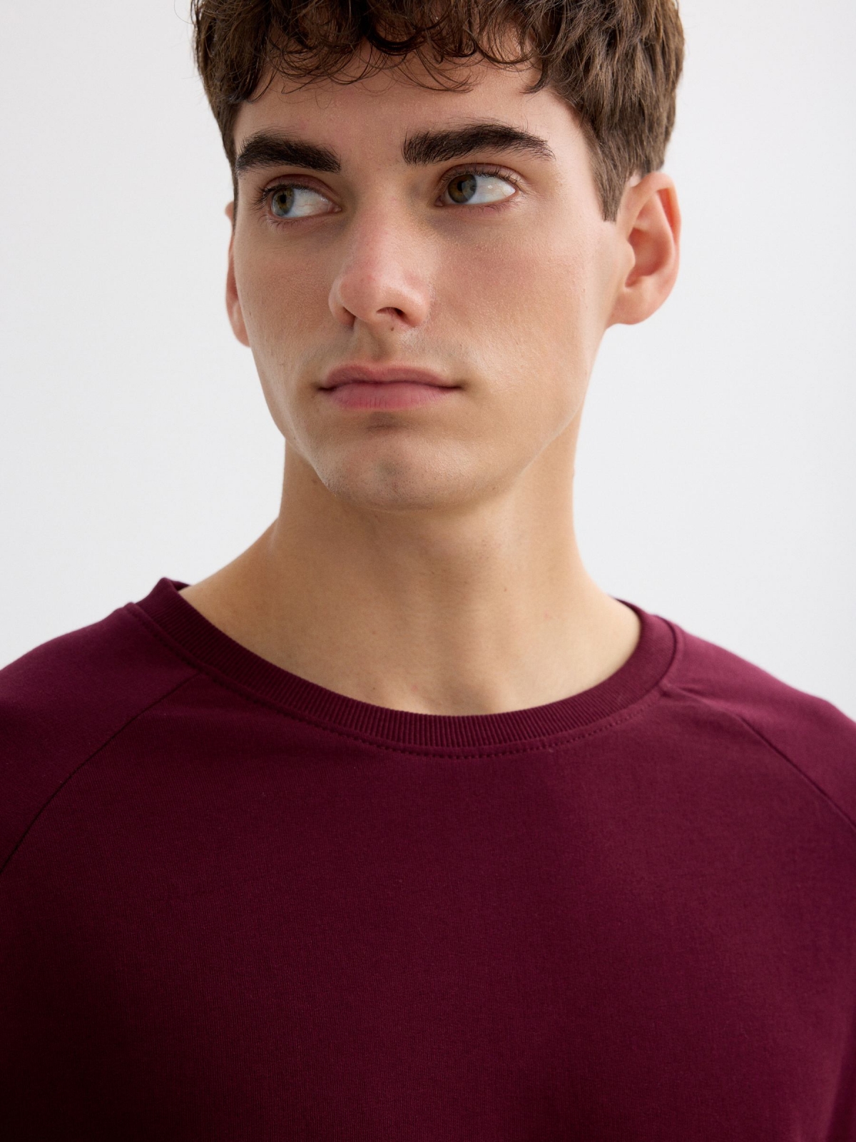 Sudadera básica con texto granate vista detalle