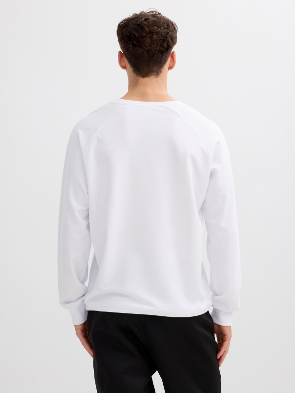 Basic sweatshirt with text white middle back view
