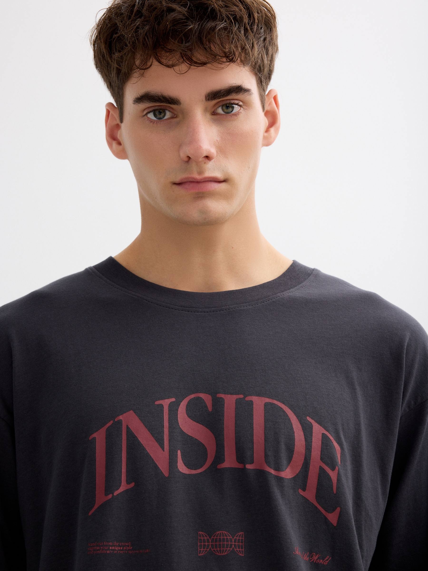 Long sleeve shirt Inside grey middle front view