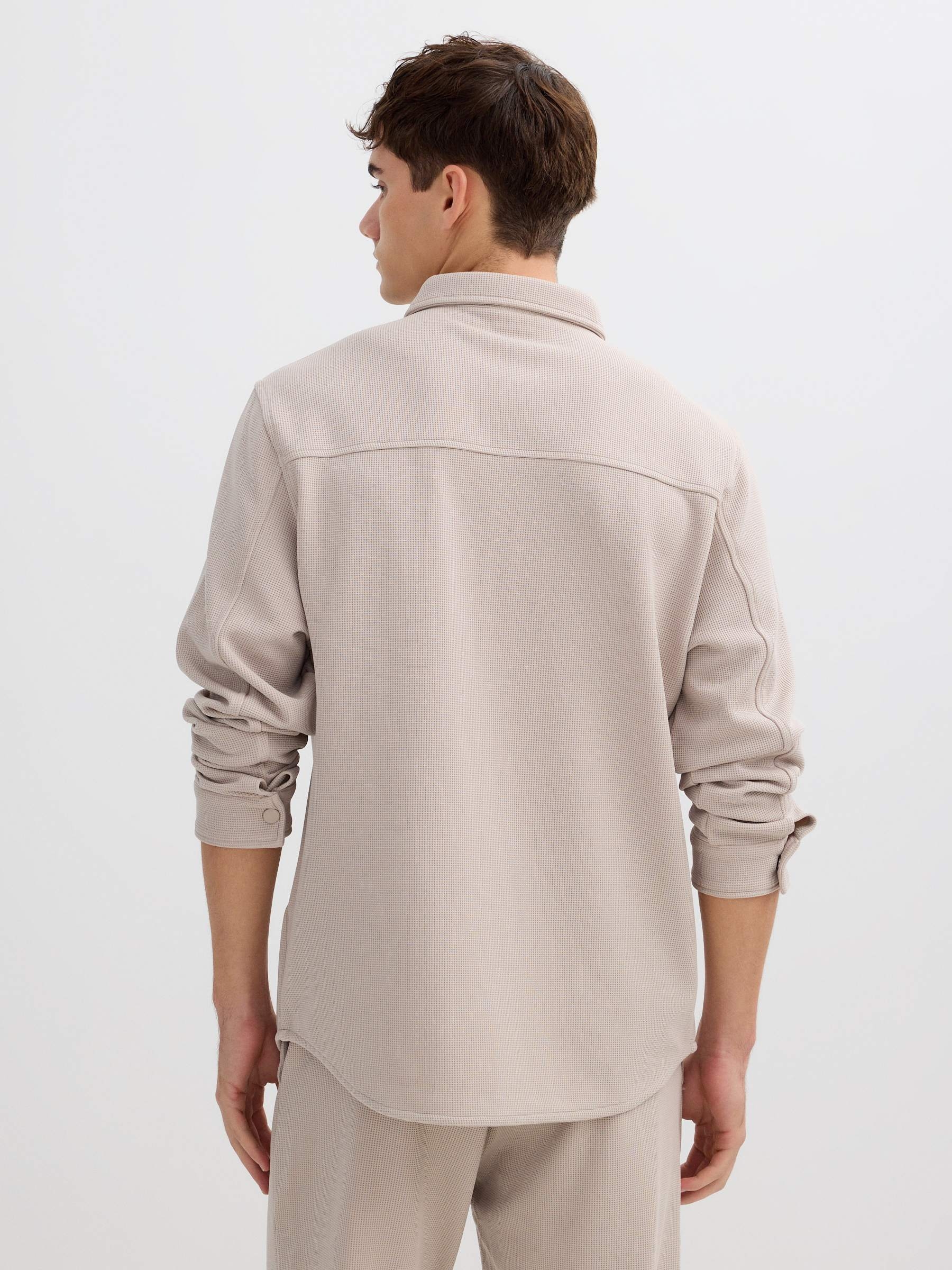 Long sleeve textured shirt raw middle front view
