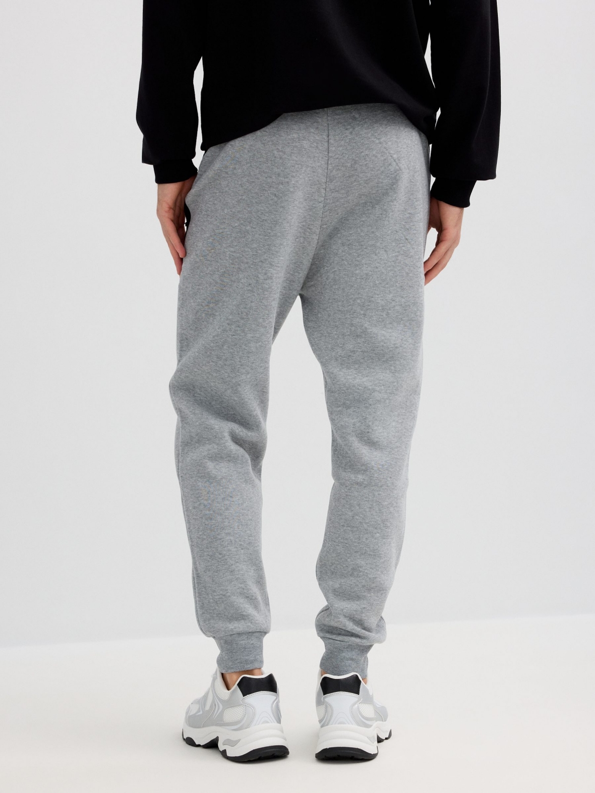 Gray fleece athletic jogger light grey middle back view