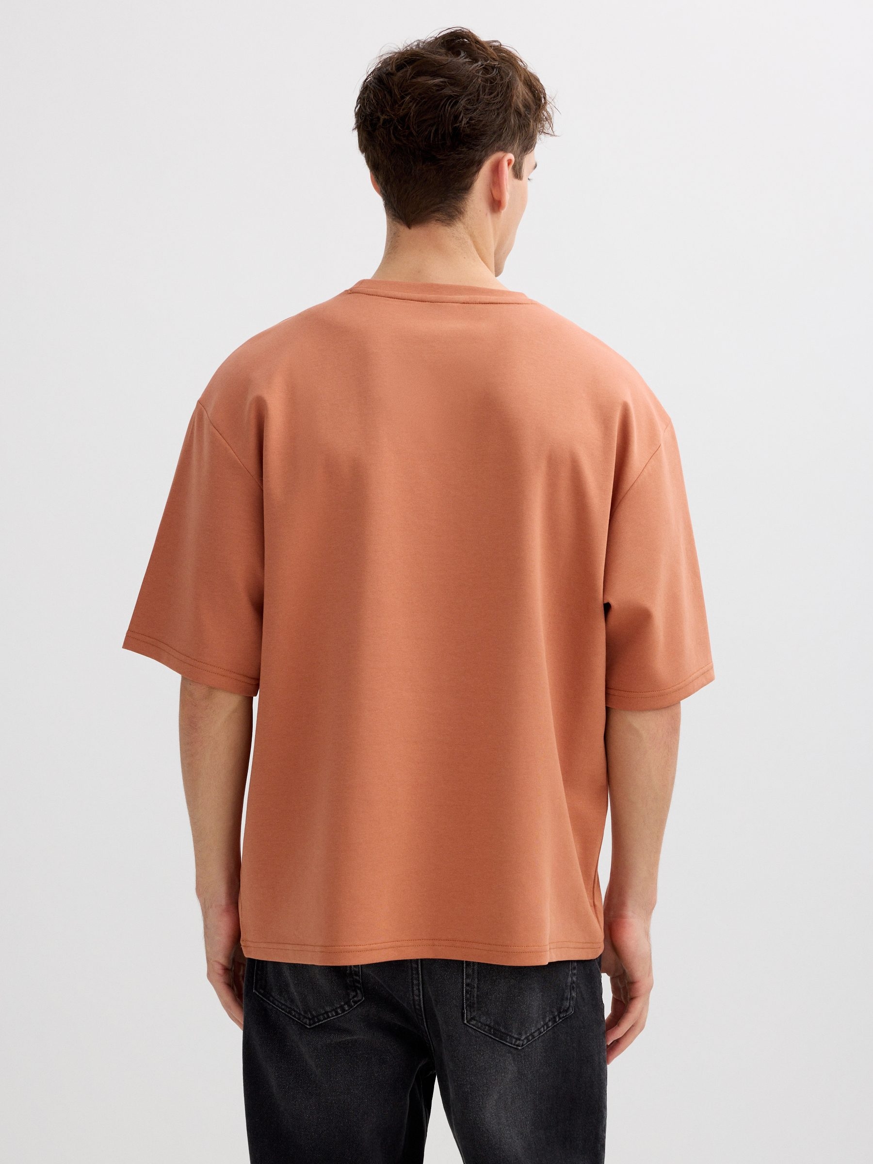 Plain oversized t-shirt brown middle front view
