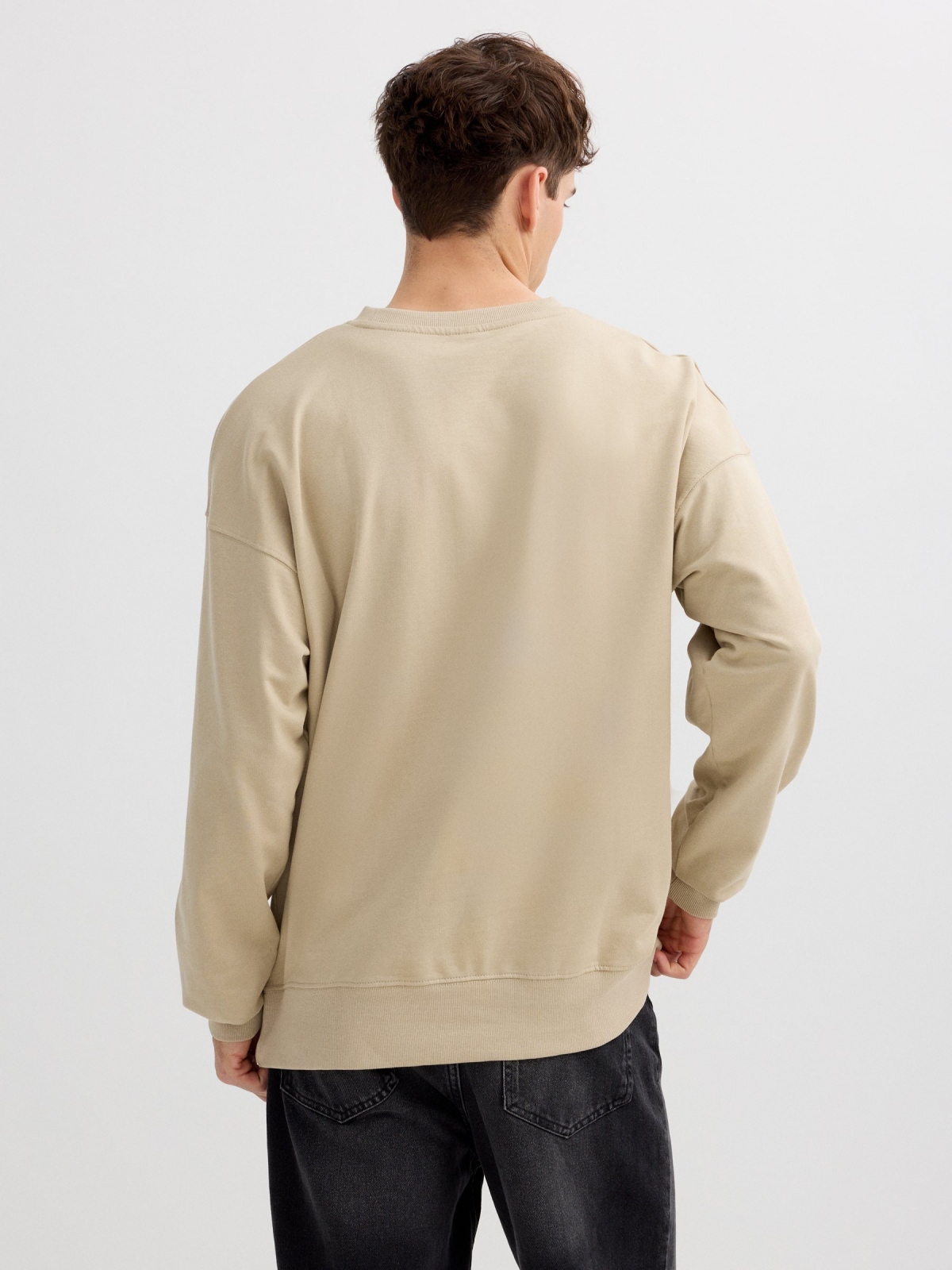 Text print sweatshirt raw middle back view