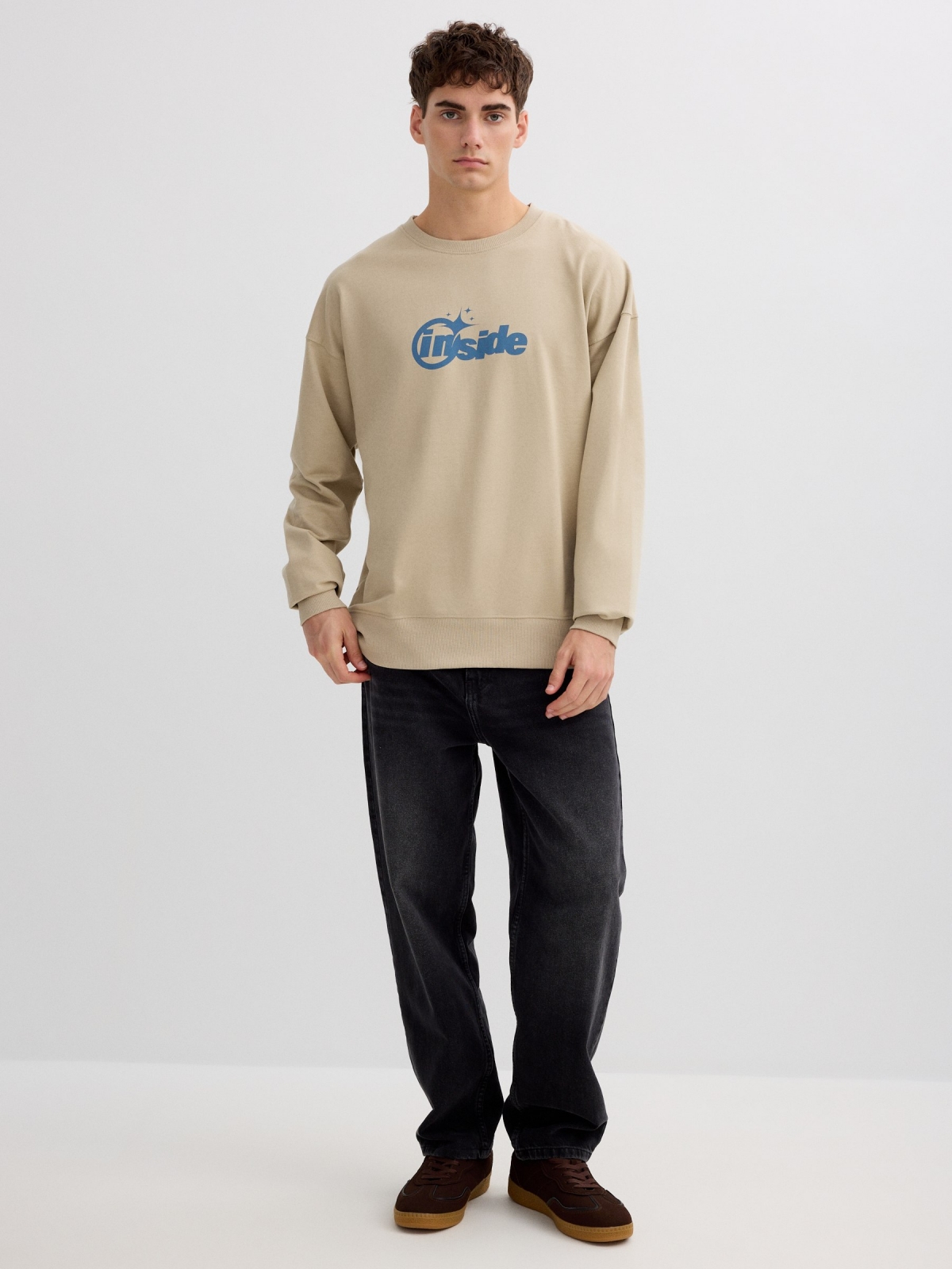 Moletom estampado com texto crua vista geral frontal