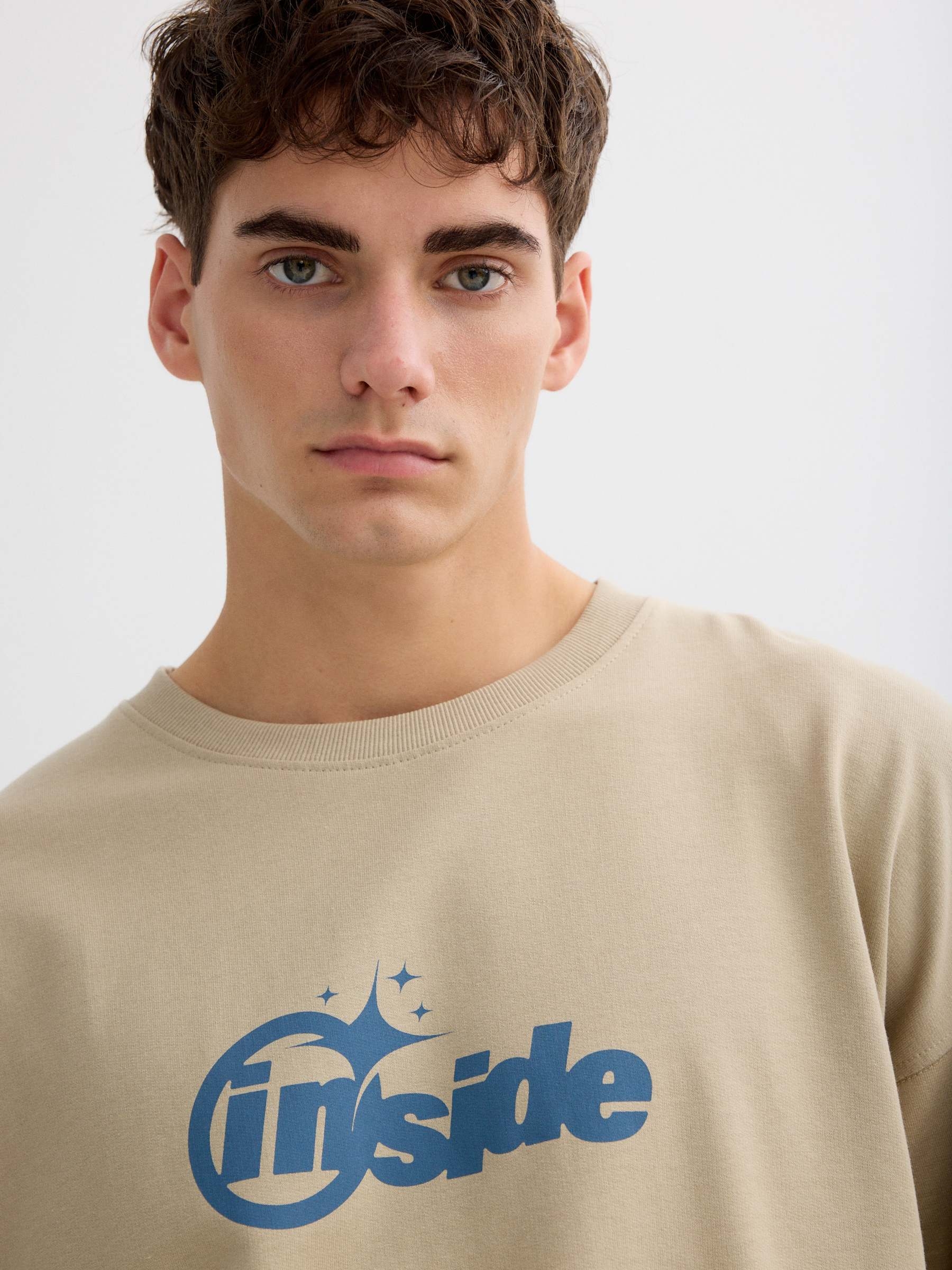 Text print sweatshirt raw middle front view