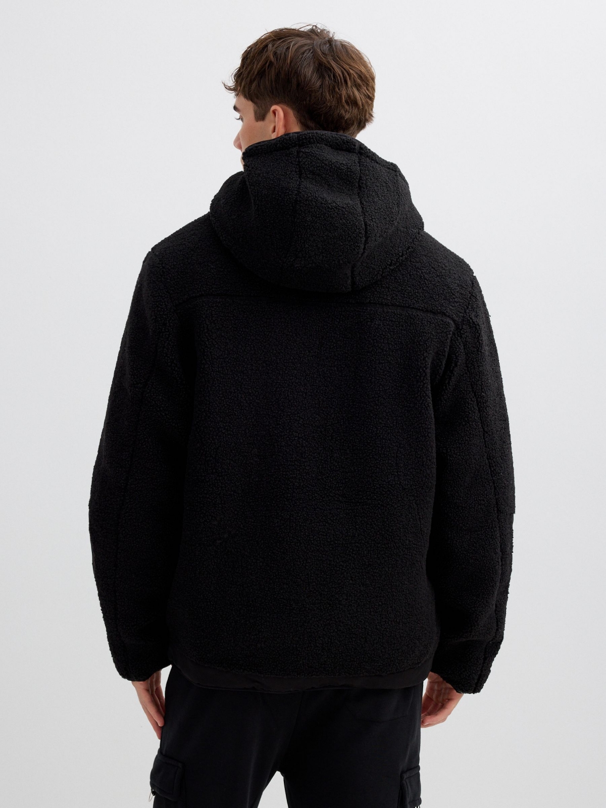 Shearling jacket black middle back view