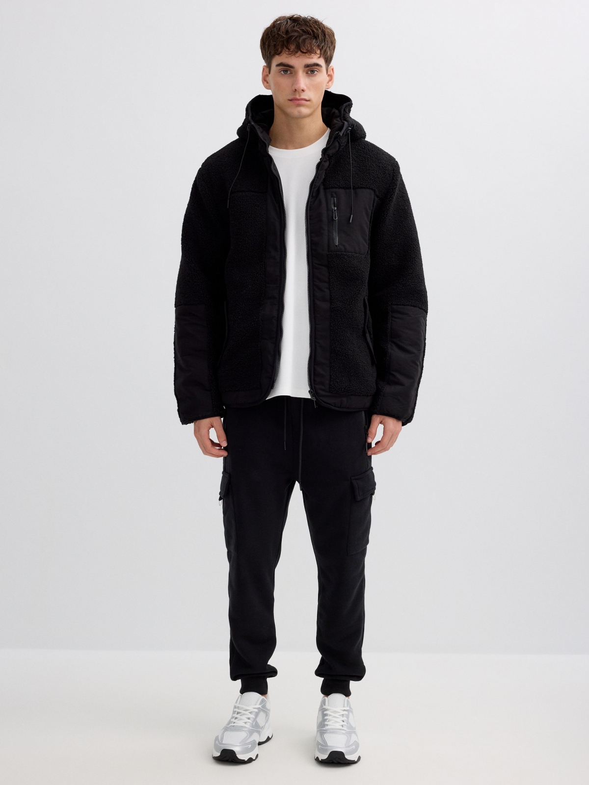 Shearling jacket black front view