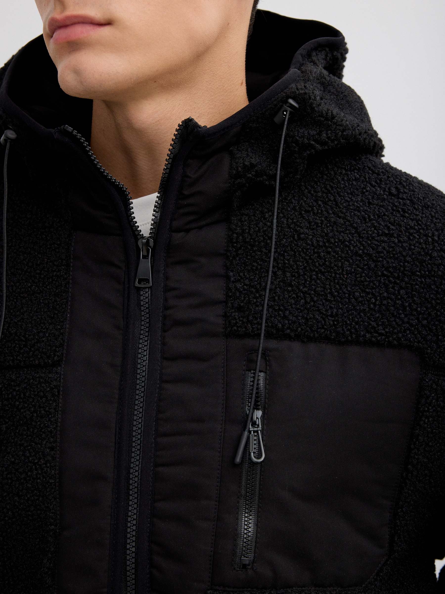 Shearling jacket black middle front view