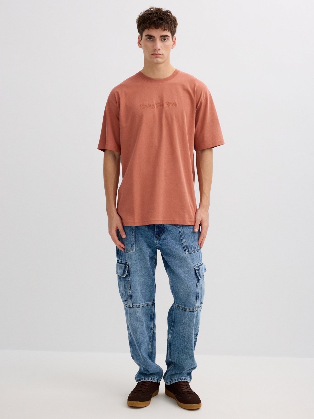 Terracotta t-shirt brown front view