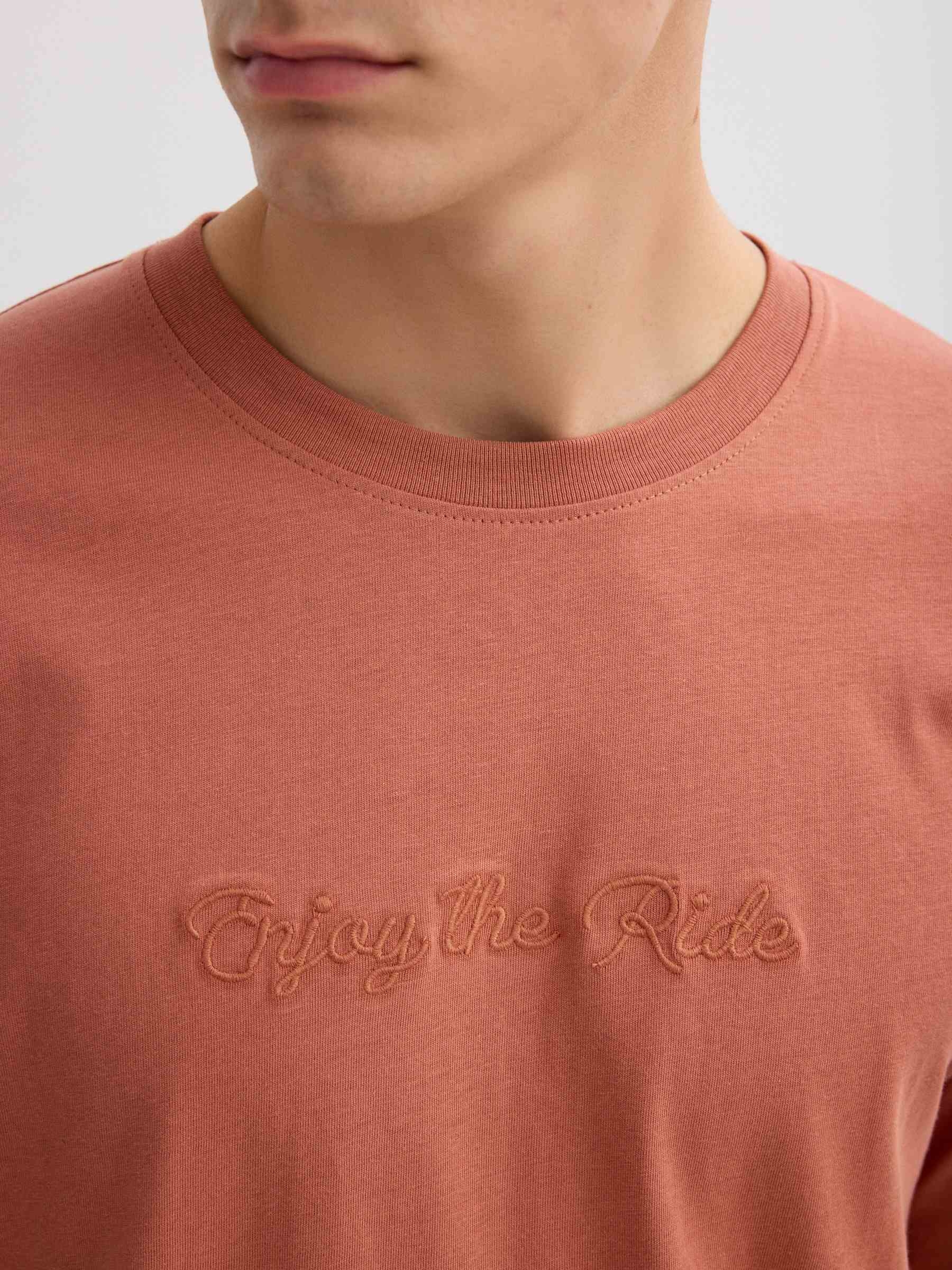 Terracotta t-shirt brown middle front view