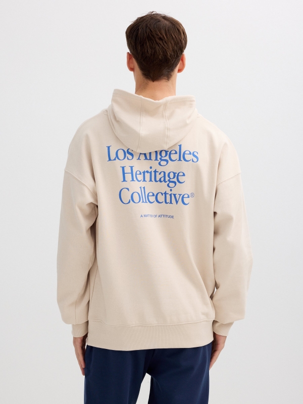 Los Angeles fleece hoodie raw middle back view