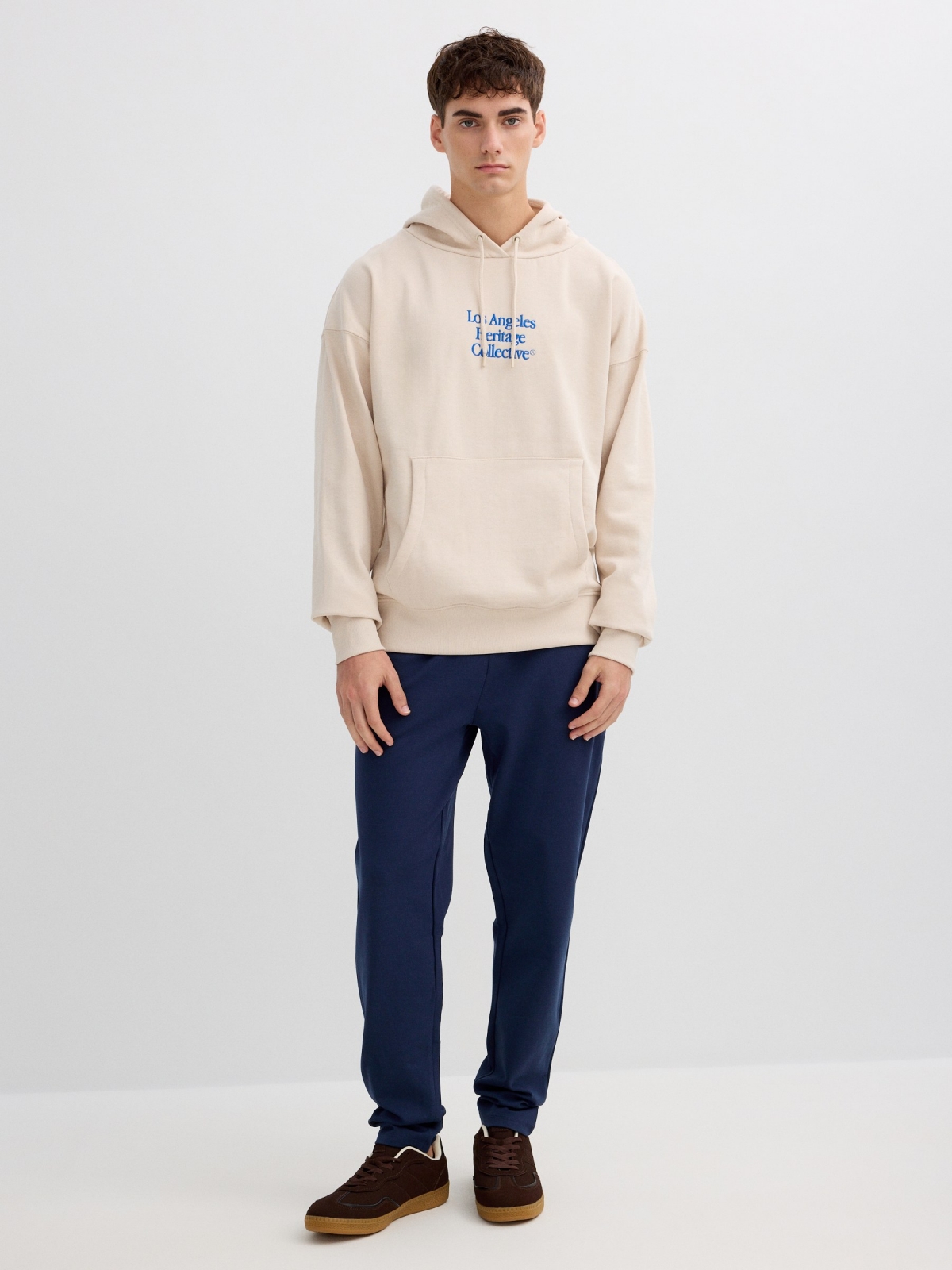 Los Angeles fleece hoodie raw front view