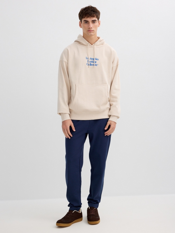 Los Angeles fleece hoodie raw front view